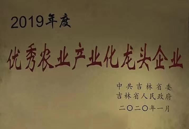 公司被評為2019年度吉林省優秀農業產業化龍頭企業